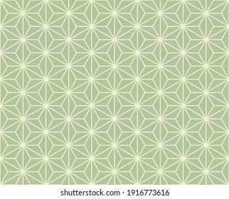 Japanese seamless traditional pattern. Asian asanoha seamless pattern with hemp leaves. Abstract decoration, applicable for background or wallpaper. Vector illustration