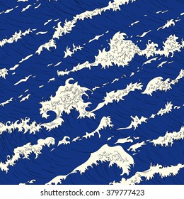  Japanese seamless  wave pattern. Texture for wallpapers and background. vector illustration