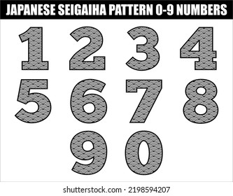 JAPANESE SEIGAIHA PATTERN 0-9 NUMBERS