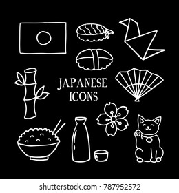 japanese set doodle icons
