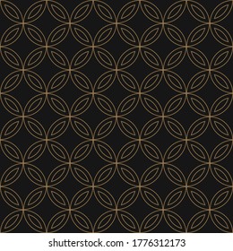 Japanese seven treasures pattern vector. Dark gold and brown decorative traditional pattern. Shippou overlapping circles for  wallpaper, textile, or other prints.