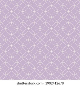 Japanese seven treasures pattern vector in soft pink purple and white. Classic seamless shippou pattern for wallpaper, textile, other modern print. Symbol of harmony and strong relationships.