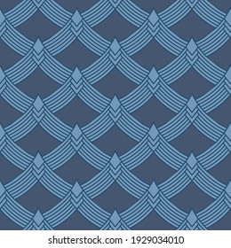 Japanese Sharp Corner Roof Wave Vector Seamless Pattern