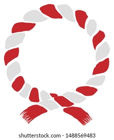 Japanese shimenawa (sacred rice straw festoon ) vector illustration (red and white stripes ) / no text