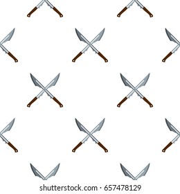 Japanese short swords pattern seamless background in flat style repeat vector illustration