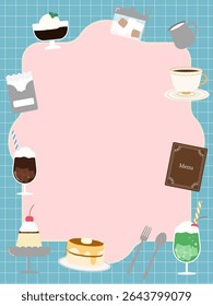 Japanese Showa retro cafe item background frame