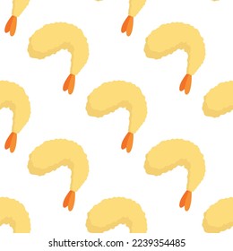 Japanese shrimp tempura pattern in hand drawn style. Asian food for restaurants menu