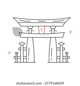 Japanese Shrine Tori Gate Vector Icon Design