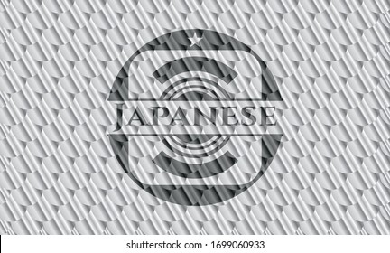 Japanese silver color badge or emblem. Scales pattern. Vector Illustration. Detailed.