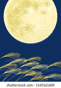 Japanese silver grass and full moon