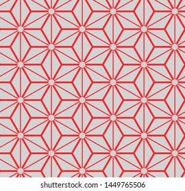Japanese silver and red geometric seamless pattern