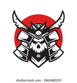 Japanese skull samurai design vector illustration.