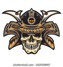 japanese skull samurai logo vector