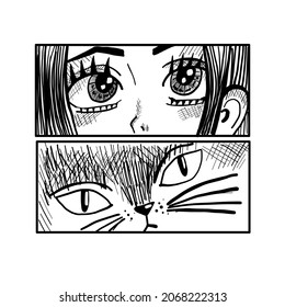 Japanese slogan with manga style faces Translation Irrepressibility. Tokyo . Vector design for t-shirt graphics, banner, fashion prints