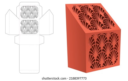 Japanese sloped box die cut template and 3D mockup