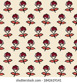 Japanese Small Bouquet Vector Seamless Pattern