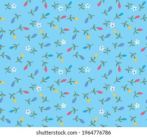 Japanese Small Cartoon Flower Vector Seamless Pattern