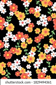 Japanese Small Cute Flower Vector Seamless Pattern