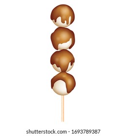 Japanese snack mitarashi dango in color