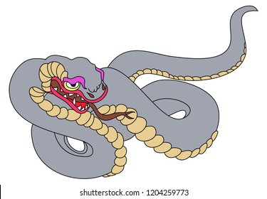 Japanese snake cobra isolate on white background. Tradition of snake tattoo.
