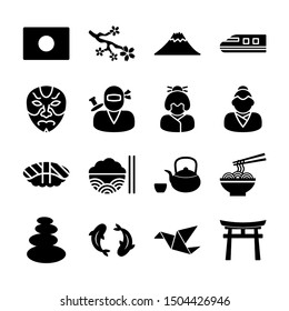 japanese solid icons vector design