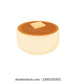 Japanese Souffle Pancake Vector Illustration Logo With Melted Butter