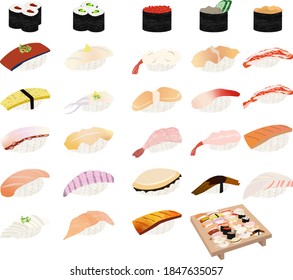 Japanese soul food sushi illustration set
