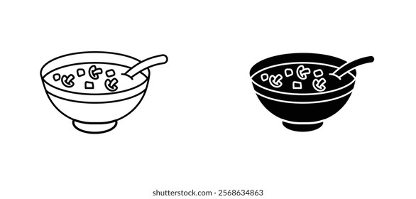 Japanese soup bowl icons in outline and fill. vector illustration for ui.