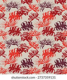 Japanese Spider Lily Flower Vector Seamless Pattern