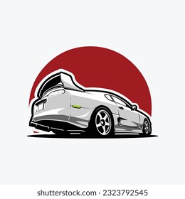 Japanese Sport Car Illustration Design Vector Art Isolated. Best for JDM Tshirt, Logo and Sticker