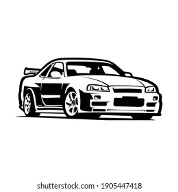 Japanese sport car vector isolated, best for mechanic or garage illustration and logo