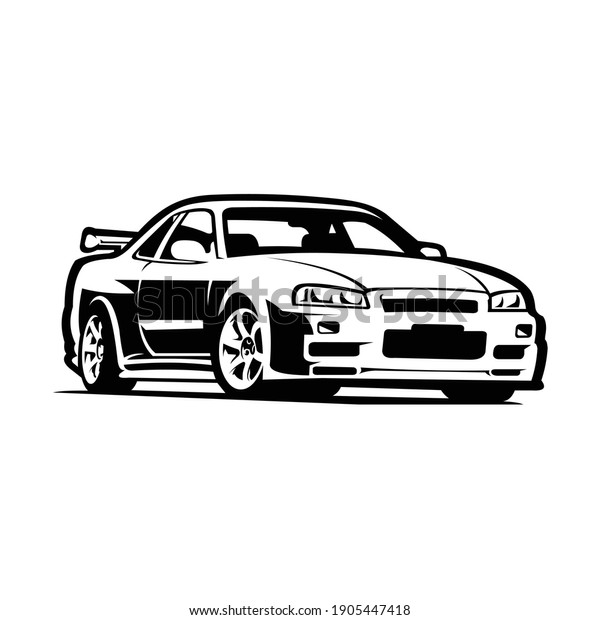 Japanese sport car vector isolated, best for\
mechanic or garage illustration and\
logo