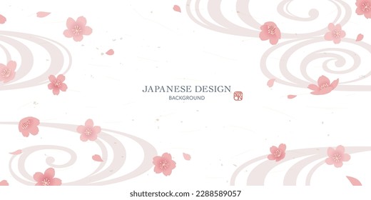 Japanese spring abstract background. Cherry blossoms and running water.