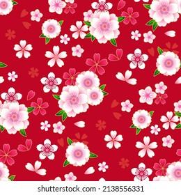 Japanese Spring Floral Background In Traditional Kimono Style