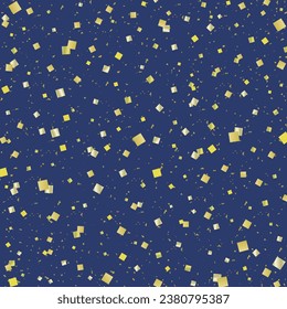 Japanese square banner background with gold leaf on dark blue background
