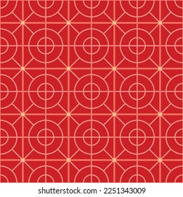 Japanese Square Circle Line Vector Seamless Pattern