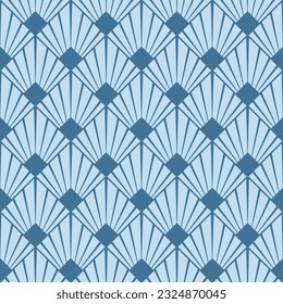 Japanese Square Diamond Fan Wave Vector Seamless Pattern