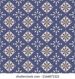 Japanese Square Diamond Flower Vector Seamless Pattern
