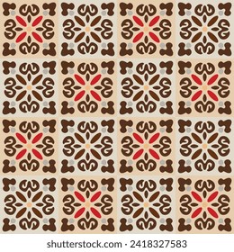 Japanese Square Flower Vector Seamless Pattern