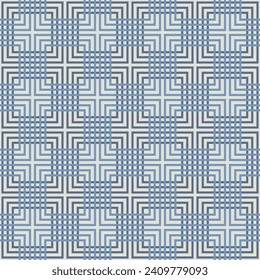 Japanese Square Line Maze Vector Seamless Pattern