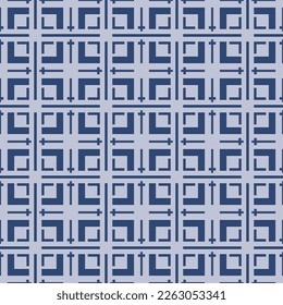 Japanese Square Line Motif Vector Seamless Pattern