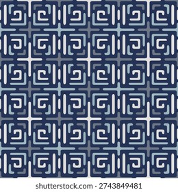 Japanese Square Maze Line Vector Seamless Pattern