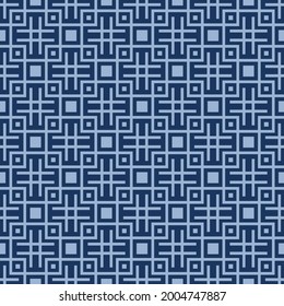 Japanese Square Maze Net Vector Seamless Pattern