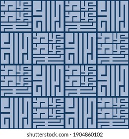 Japanese Square Maze Vector Seamless Pattern