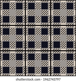 Japanese Square Plaid Vector Seamless Pattern