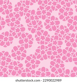 Japanese Star Cherry Blossom Fall Vector Seamless Pattern