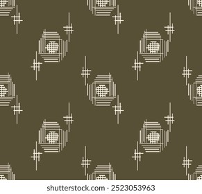 Japanese Star Circle Motif Vector Seamless Pattern