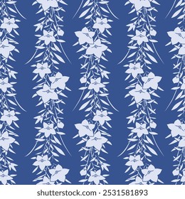 Japanese Star Flower Bouquet Strpe Vector Seamless Pattern