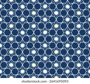Japanese Star Flower Net Vector Seamless Pattern
