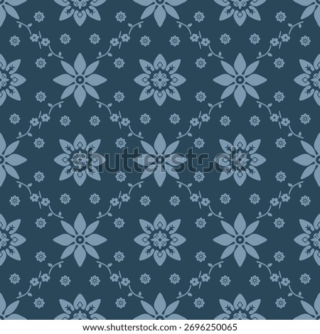 Japanese Star Flower Net Vector Seamless Pattern